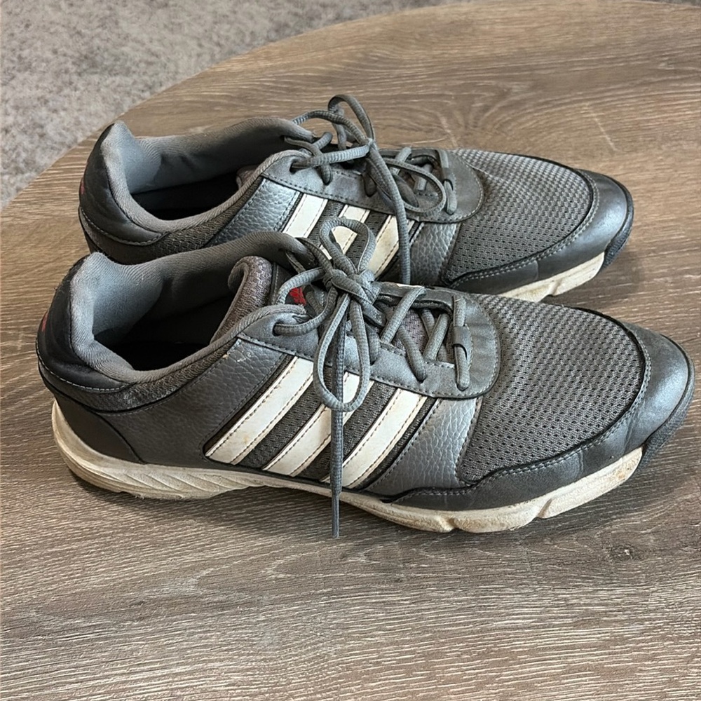 Grey and white Adidas Golf Shoes with Spikes. Size 10.5.
